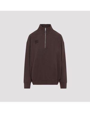 PANGAIA Half Zip Cotton Sweatshirt - Brown