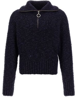 Ami Paris Half Zip Jumper - Blue