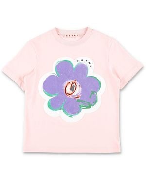 Marni Artistic Mini Cotton T-Shirt For Girls - Pink