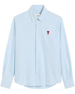 Ami Paris De Coeur Cotton Shirt - Blue