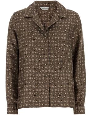 Max Mara Printed Silk Disco Shirt - Brown