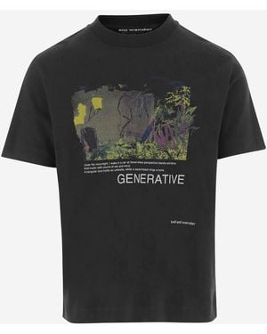 and wander Cotton T Shirt With Print - Black