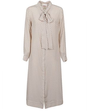 CRI.DA Polka Dot Silk Midi Kleid - Grau