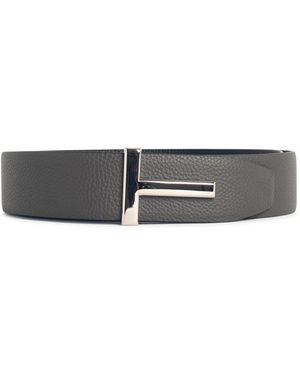 Tom Ford 'T Icon' Leather Belt - White