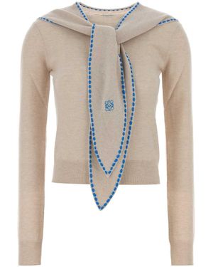 Loewe Scarf Jumper - White