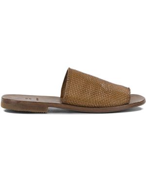 Moma Calf Leather Rubber Sandals - Brown