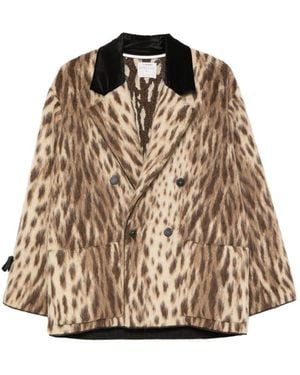 forte_forte Wool Blend Double-Breasted Jacket - Natural