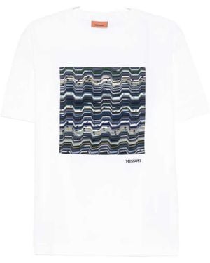 Missoni T Shirt With Zigzag Print - Blue