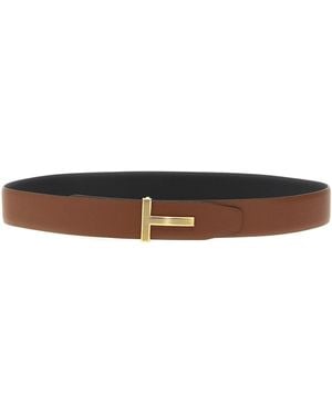 Tom Ford Logo Schnalle reversibler Gürtel - Weiß