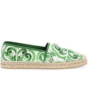 Dolce & Gabbana Majolica Print Espadrilles - Green