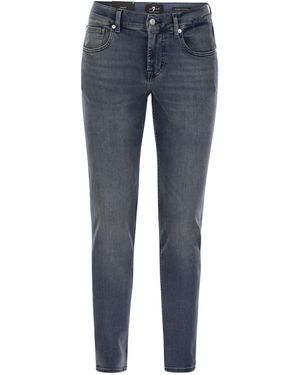 7 For All Mankind 7 Für alle Menschheit Slimmy Tapered Globe Skinny mittelgümter Jeans - Blau