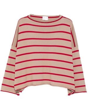 Be You Gestreifter -Pullover aus Kaschmir und Baumwolle - Rot