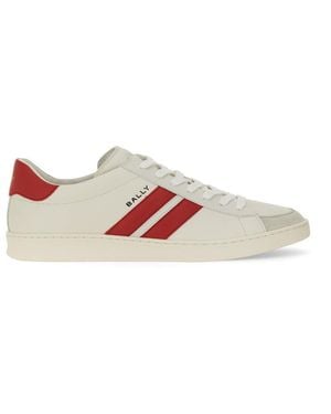 Bally Leather Trainers With Printed Suede Heel - White