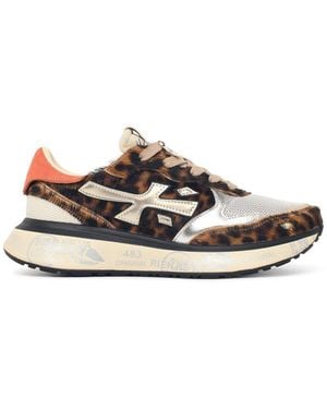 Premiata 'Lauryn' Leopard Print Pony Blend Sneakers - White