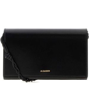 Jil Sander Black Leather Tangle Wallet