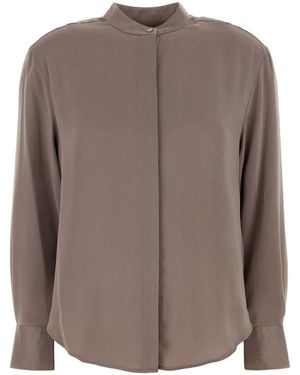 Calvin Klein Washed Satin Relaxed Shirt - Brown