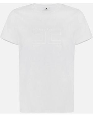 Elisabetta Franchi T Shirt With Embroidered Logo - White