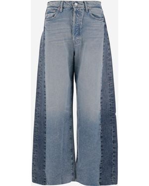 Mother Moeder Katoen Denim Patchwork Jeans - Blauw