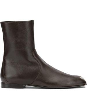 KHAITE "Colt" Ankle Boots With Zipper - Brown