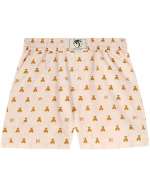 Palm Angels Mini Bear Monogram Shorts - Natural