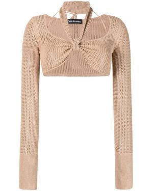 ANDREADAMO Andreadamo Crop Top mit Neckliner - Natur