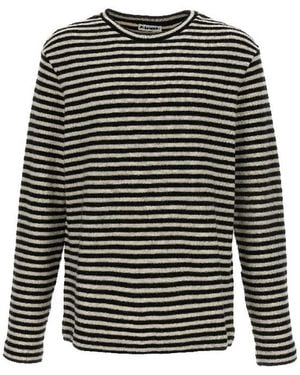 Jil Sander Jil Schleifer gestreiftes Wolle kompaktes Trikot -Trikot -Shirt - Schwarz