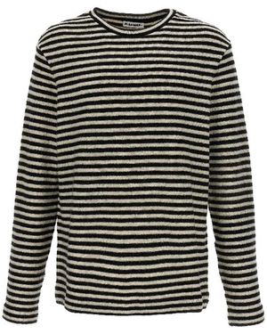 Jil Sander Striped Wool Compact Jersey T Shirt - Black