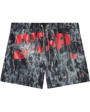 DIESEL Abstract Pattern Elastic Waist Shorts - Multicolour
