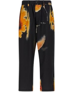 Y-3 Technical Fabric Trousers With Striking Print And - Blau