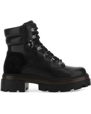 Tory Burch Leather Miller Ankle Boots - Black