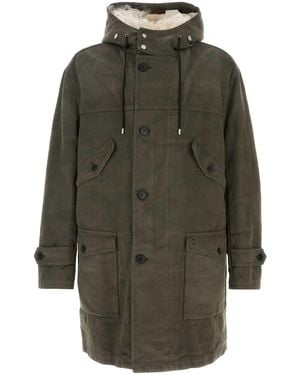 Fendi Cotton Parka Jacket With Lambskin Lining - Green