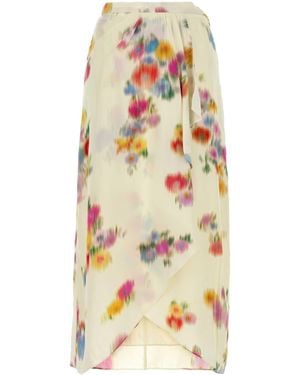 Isabel Marant Printed Crepe Vanille Skirt - White