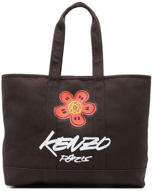 KENZO FUTURA Logo Cotton Tote Bag - Black