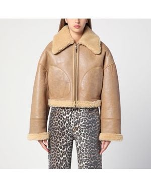 Halfboy Short Sheepskin With Shearling Collar - Brown