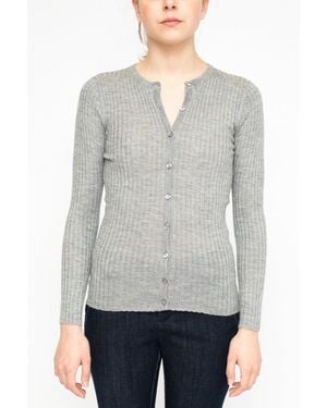 LA ROSE Cardigan Ribs Cashmere - Grey
