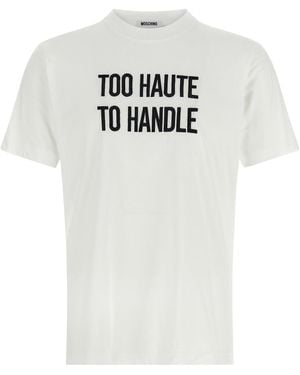 Moschino Cotton Jersey T-Shirt With Bold Embroidery - Weiß