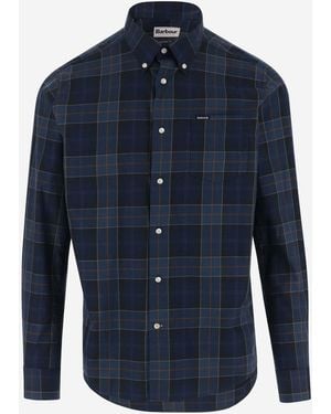 Barbour Cotton Shirt With Check Pattern - Blue