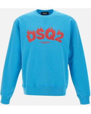 DSquared² Türkisfarbener Cool Fit Rundhals-Sweatshirt - Blau