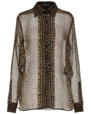 Tom Ford Semi-Transparent Silk Chiffon Shirt - Braun