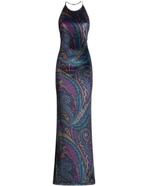 Etro Long Dress With Paisley Print - Blue