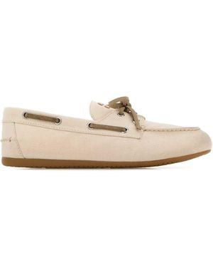 Miu Miu Ivory Canvas Loafers - White