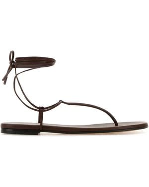 Gianvito Rossi Nappa Leather Gwyneth Thong Sandals - Brown