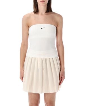 Nike Fitted Bandeau Top With Logo - White