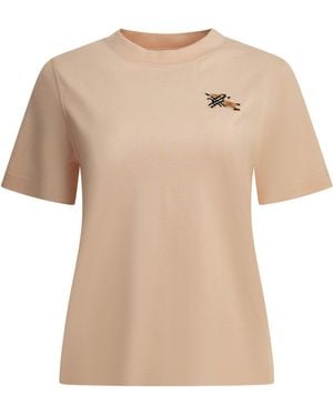 Burberry "Knight Check" T-Shirt mit Rundhalsausschnitt - Natur