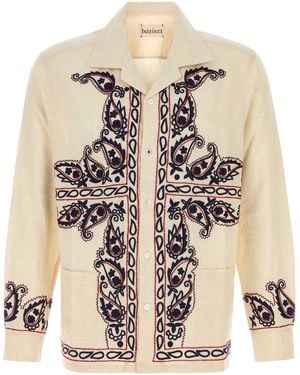 BAZISZT Melange Sand Silk Memento Shirt - Natural