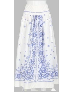Self-Portrait Skirt Midi Embroidered Cotton - White