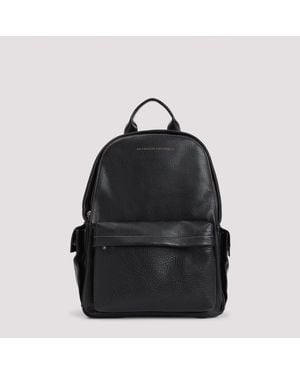 Brunello Cucinelli Grained Leather Backpack With Compartments (W 32Cm, H 44Cm, D 17Cm) - Black