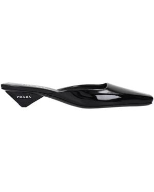 Prada Sandals Patent Leather - Black