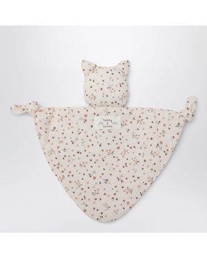 Teddy & Minou Cream Floral Doudou With Kitten - White