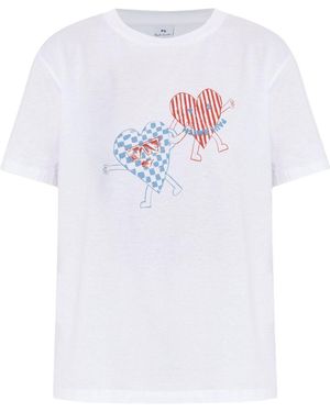 Paul Smith T-Shirt mit Herz-Print - Weiß